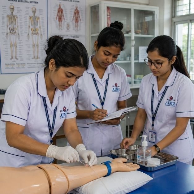 Nursing Students Performing Clinical Practical Training in Nursing Lab at AIMS College of Nursing - Nangloi